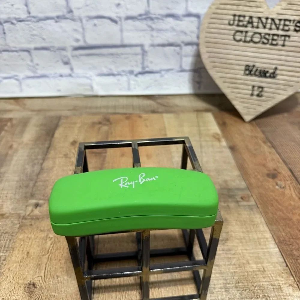 💜 RAY BAN JUNIOR KIDS GREEN AUTHENTIC CLAMSHELL EYEGLASSES HARD CASE.